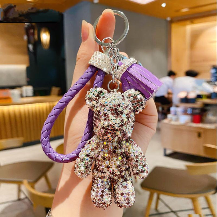 Cute Tassel Bear Keychain Car Key Pendant Bag Pendant