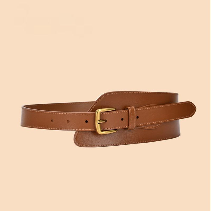 Fashionable Waistband with Coat Waist Closing Needle Buckle Real Leather Belt