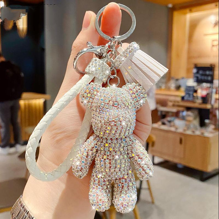 Cute Tassel Bear Keychain Car Key Pendant Bag Pendant