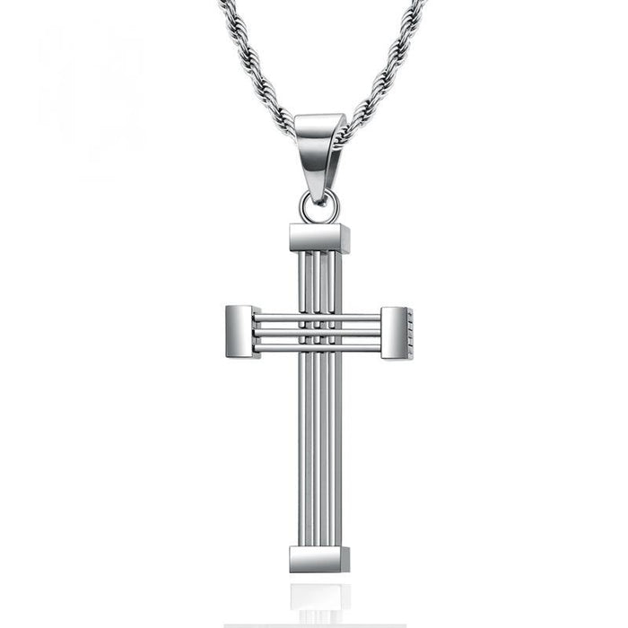 Titanium Steel Hip Hop Couple Pendant Cross Necklace