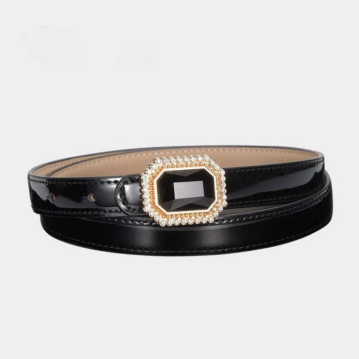 Various Fashionable Gem Inlaid Patent Leather Belts with Dress Decoration