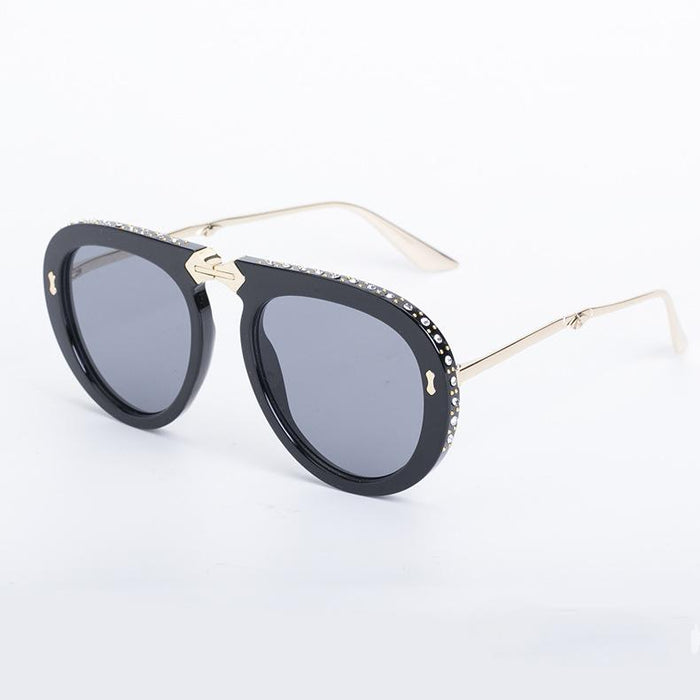 New Rhinestone Inlaid Frame Folding Sunglasses