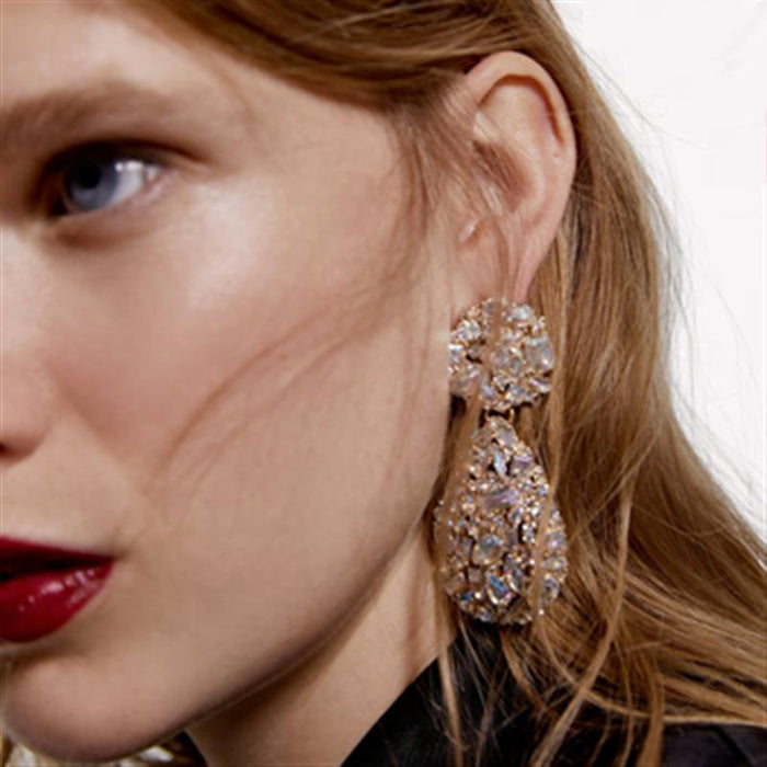 New Personalized Geometric Female Earrings Accessories Inlaid Rhinestone