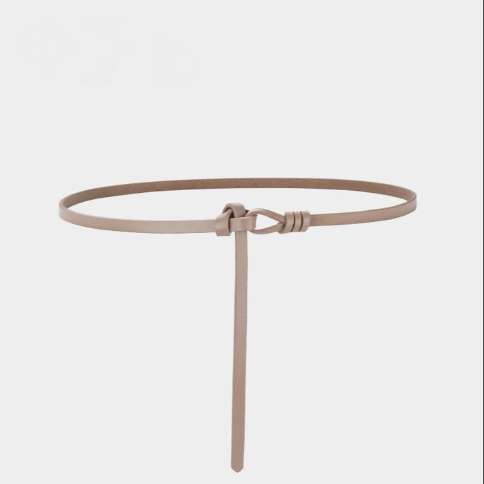 New Style Perforated Knotted Thin Belt, Versatile Small Suit Dress Accessories