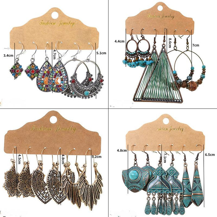 3 pairs/set Earrings Bohemian Style Jewelry X0X36197