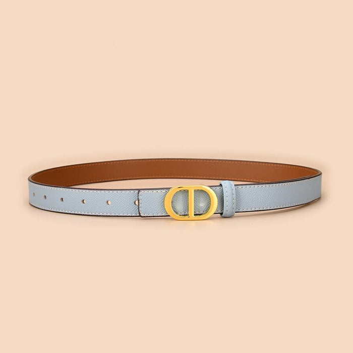 Fashionable and Versatile Smooth Buckle Waist Decorative Dress with Thin Belt