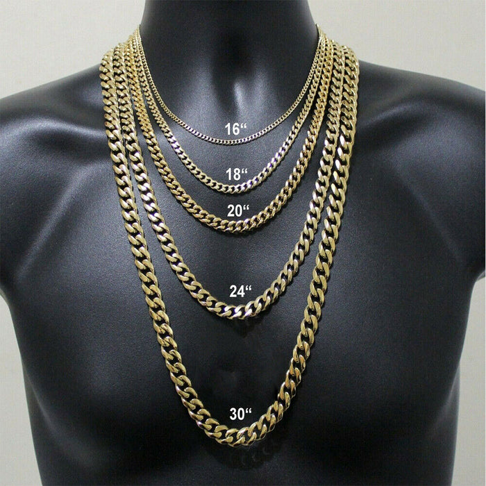 Stainless Steel Cuban Curb Chain 16-30" Mens Necklace 3/5/7/9/11mm